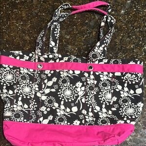 Thirty-one Floral Black and Pink Tote Bag